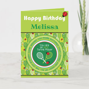 Tennis Birthday Card, customisable Card