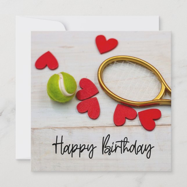 Tennis Birthday Card with ball for player  (Front)