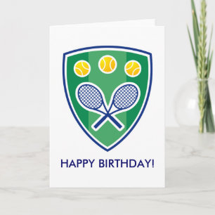 Tennis Birthday card with racket badge