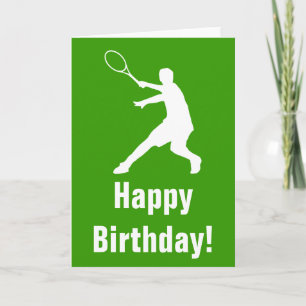 Tennis Birthday card with silhouette of player
