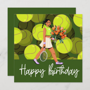 Tennis Birthday Card with woman player 