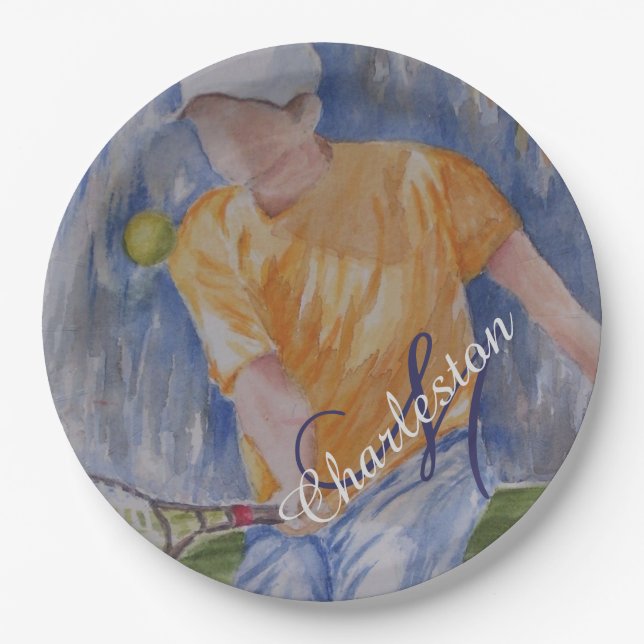 Tennis Birthday Celebration Party Paper Plate (Front)