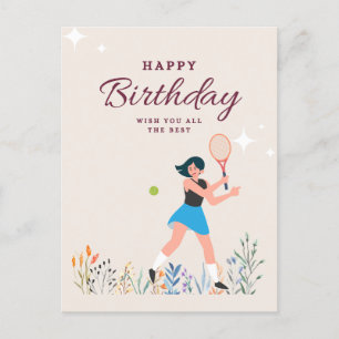 Tennis Birthday for Woman Player Postcard