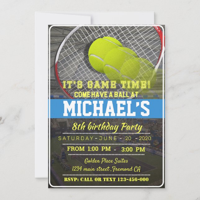 Tennis Birthday Invitation (Front)