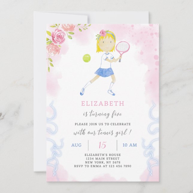 Tennis Birthday Invitation (Front)