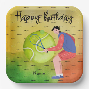 Tennis birthday paper plate