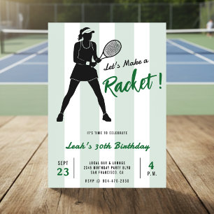 Tennis Birthday Party Make a Racket Green Striped Invitation