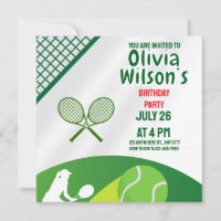 Tennis Birthday Party, Tennis Player Girl  Invitat