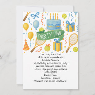 Tennis Birthday Party themed for Tennis Lovers Invitation