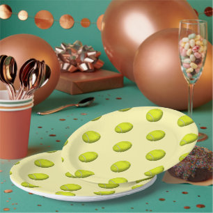 Tennis Birthday tennis ball and number love Paper Plate