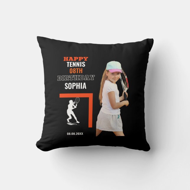 Tennis Birthday, Tennis Girl Player Backdrops Cushion (Front)
