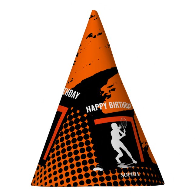 Tennis Birthday, Tennis Girl Player  Party Hat (Right)