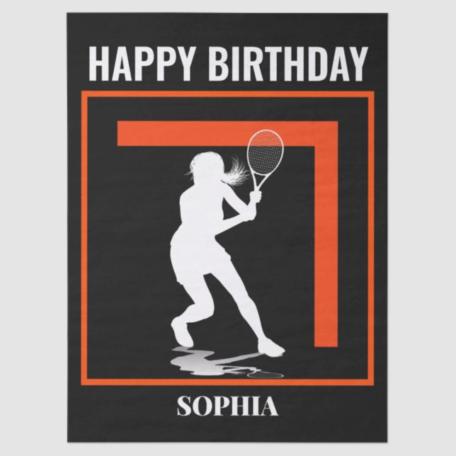 Tennis Birthday, Tennis Girl Player  Tissue Paper (Front)