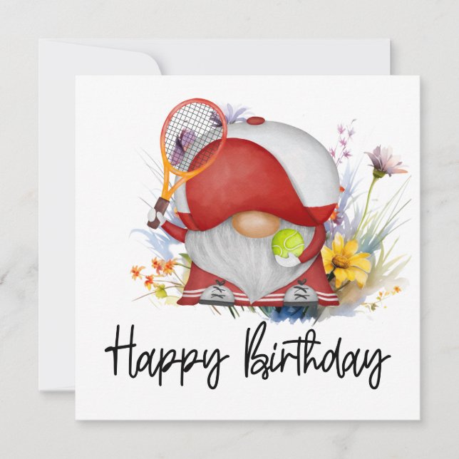 Tennis Birthday with ball and flowers Card (Front)