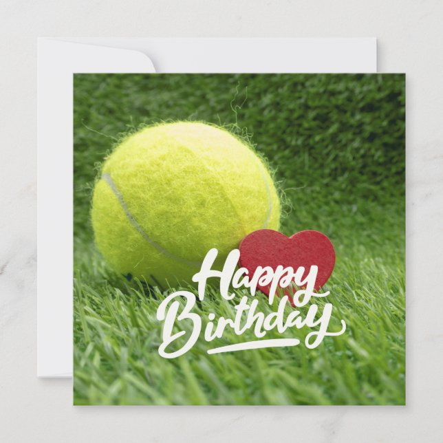 Tennis Birthday with  ball and racket on green  Card (Front)