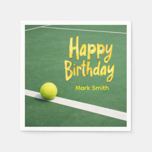 Tennis Birthday with ball on the court  Napkin
