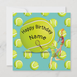 Tennis Birthday with tennis player Card