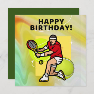 Tennis Birthday with Tennis Player on Ball Card