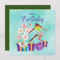 Tennis Birthday with Tennis Player watercolor