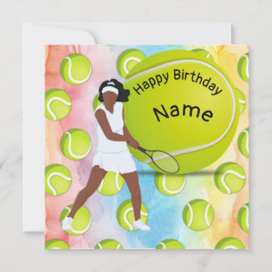 Tennis Birthday with tennis player woman Card