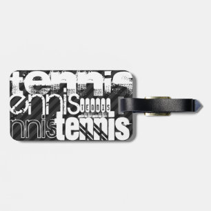 Tennis; Black & Dark Grey Stripes Luggage Tag
