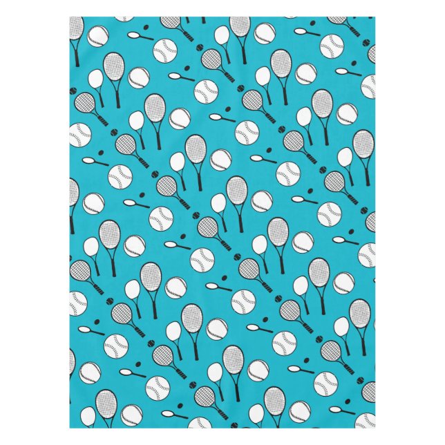 Tennis blue black white tablecloth (Front)