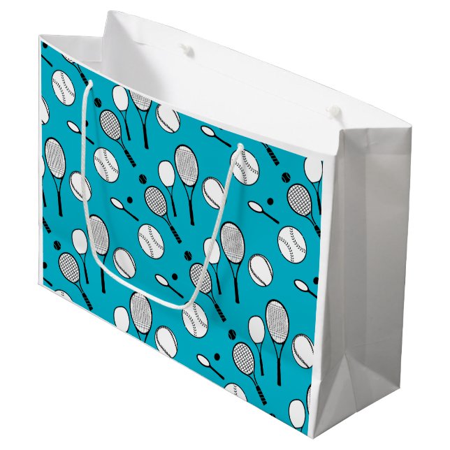 Tennis blue fun large gift bag (Front Angled)