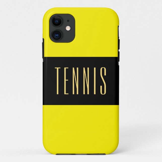 TENNIS Bold Modern Black Bright Yellow Stripes Case-Mate iPhone Case (Back)