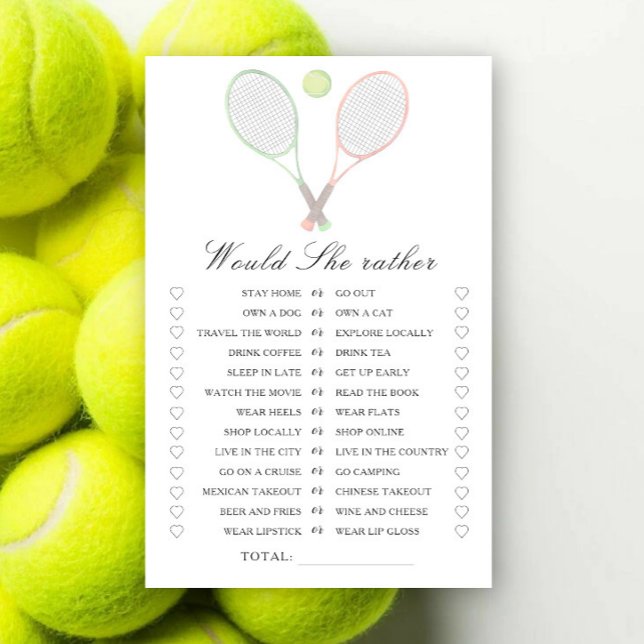 Tennis Bridal shower Would she rather game (Creator Uploaded)