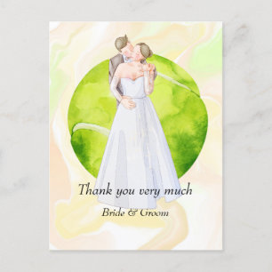 Tennis Bride and Groom on Tennis Ball for Wedding Postcard