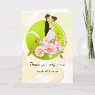 Tennis Bride and Groom on Tennis Ball for Wedding Thank You Card