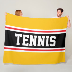 TENNIS Bright Golden Orange Red Black Stripes Fleece Blanket