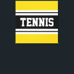 TENNIS Bright Yellow Black White Racing Stripes Canvas Print<br><div class="desc">This sporty,  athletic design features bold TENNIS text inside a highlighted black and white horizontal racing stripes against bright yellow outer stripes.  The text in this design can be personalised.</div>