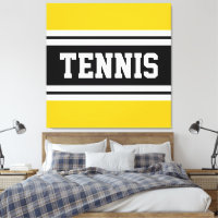 TENNIS Bright Yellow Black White Racing Stripes