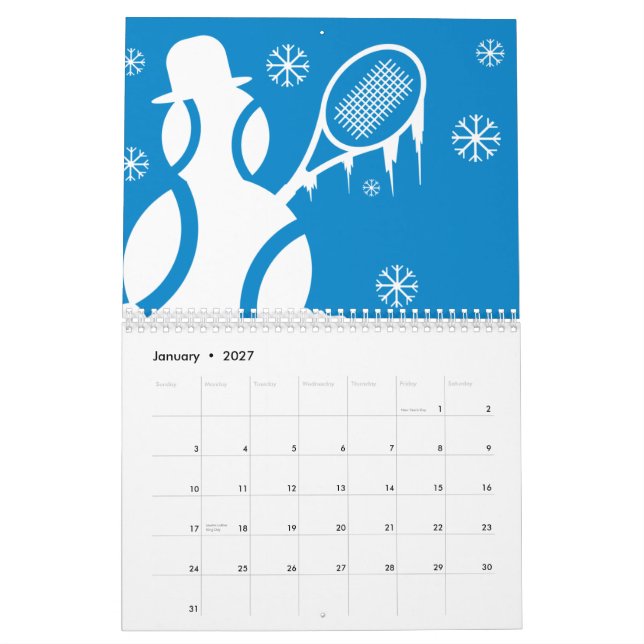 Tennis Calendar gift with colourful illustrations (Jan 2027)