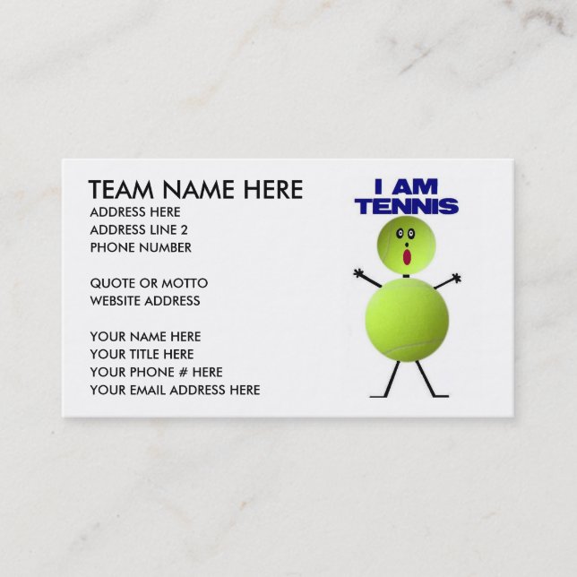 Tennis Cartoon Business Card (Front)