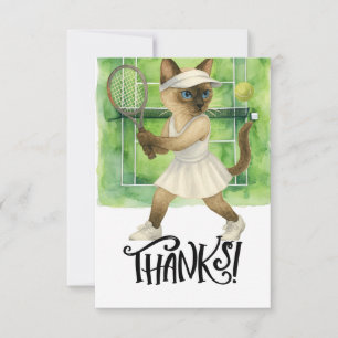 Tennis Cat lovers on the court  Thank You Card