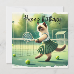 Tennis cat mum with word Happy Birthday