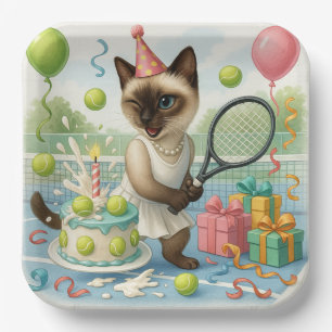 Tennis Cat Paw-some Birthday Party Paper Plate