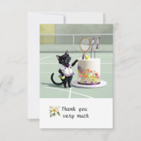 Tennis Cat Player at the court watercolor 