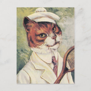 Tennis cat postcard