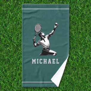 Tennis Champ Serves For Title Custom Name Hand Towel