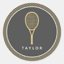 Tennis Chic Grey Gold Custom Name