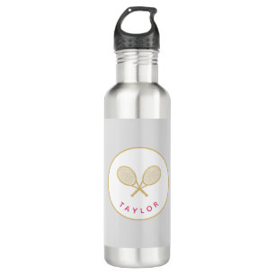 Tennis Chic Player Gift Pink and Gold Custom 710 Ml Water Bottle