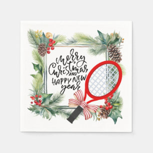 Tennis Christmas and New Year Player watercolor Napkin