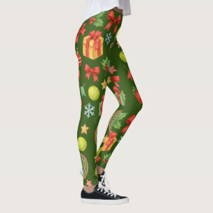 Tennis Christmas ball and racket gifts for Party Leggings