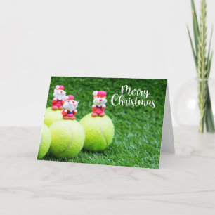 Tennis Christmas ball with Santa Claus Holiday Card