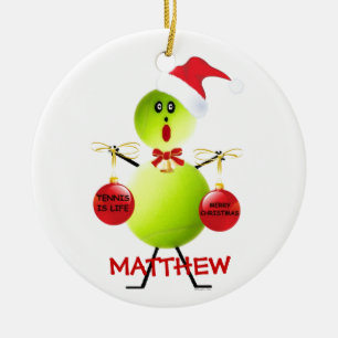 Tennis Christmas Cartoon Ceramic Tree Decoration