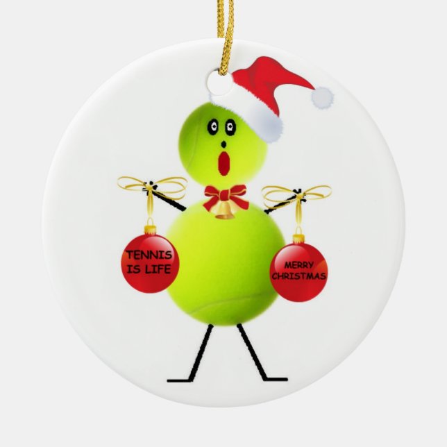 Tennis Christmas Ceramic Tree Decoration (Front)
