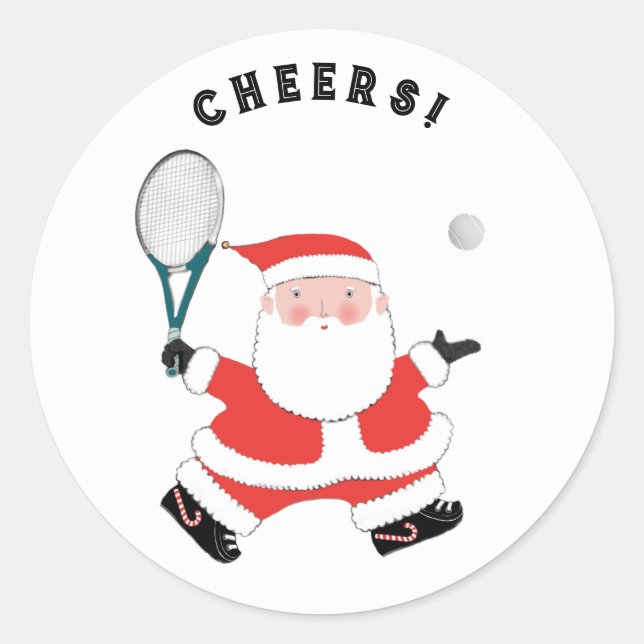 Tennis Christmas Classic Round Sticker (Front)